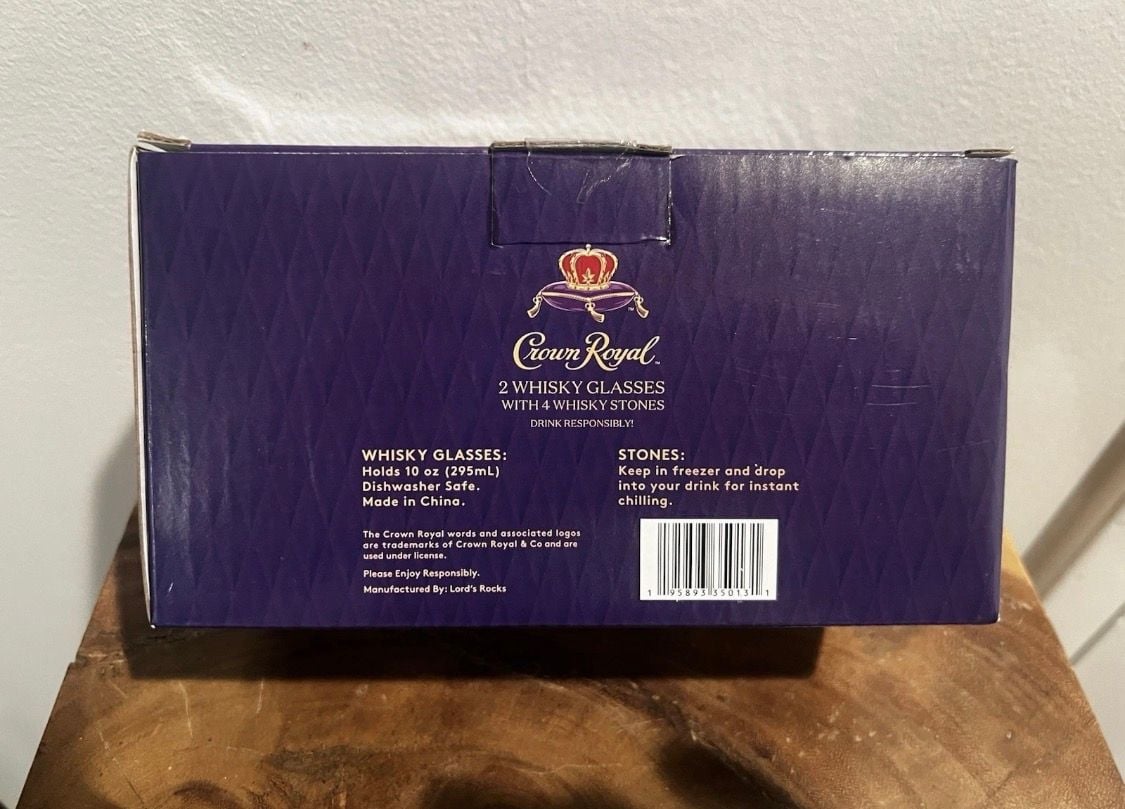 Crown Royal Whisky Gift Set: 2 Rocks Glasses (10oz) and 4 Whisky Stones 4