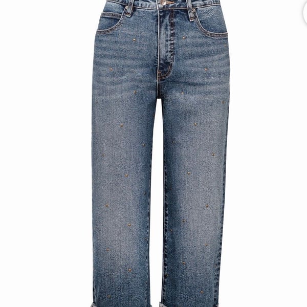 Jessica Simpson Zinnia Rhinestone Embellished Cuffed Boyfriend Jeans