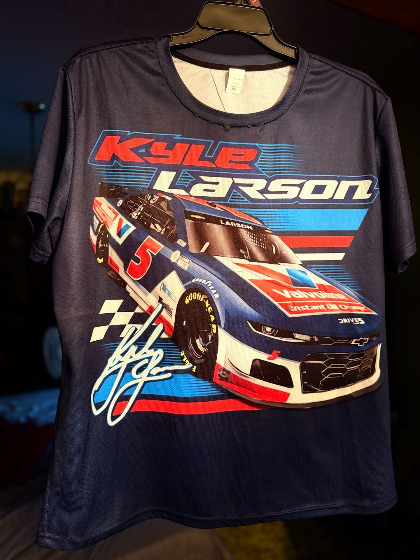 Kyle Larson #5 Valvoline Blue NASCAR Dri-Fit T-Shirt Size 3XL 2