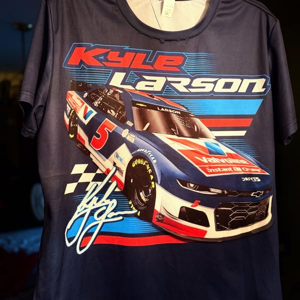 Kyle Larson #5 Valvoline Blue NASCAR Dri-Fit T-Shirt Size 3XL