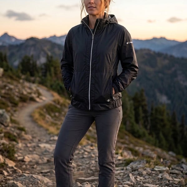 Columbia Women's Omni-Shield Full Zip Hooded Windbreaker Jacket Black Large