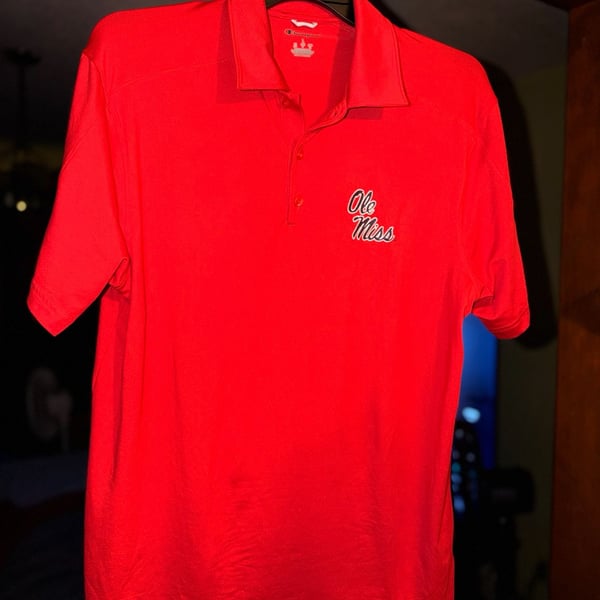 Champion Ole Miss Rebels Men's Red Performance Polo Shirt Size Large