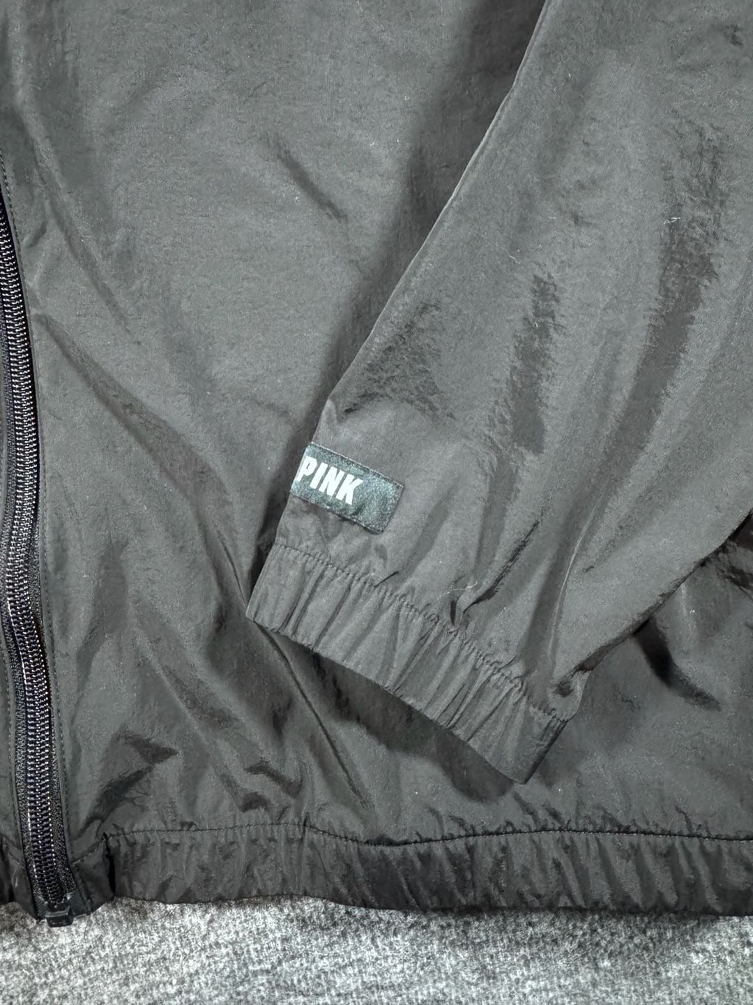 PINK Victoria's Secret Black Hooded Full-Zip Windbreaker Jacket 4