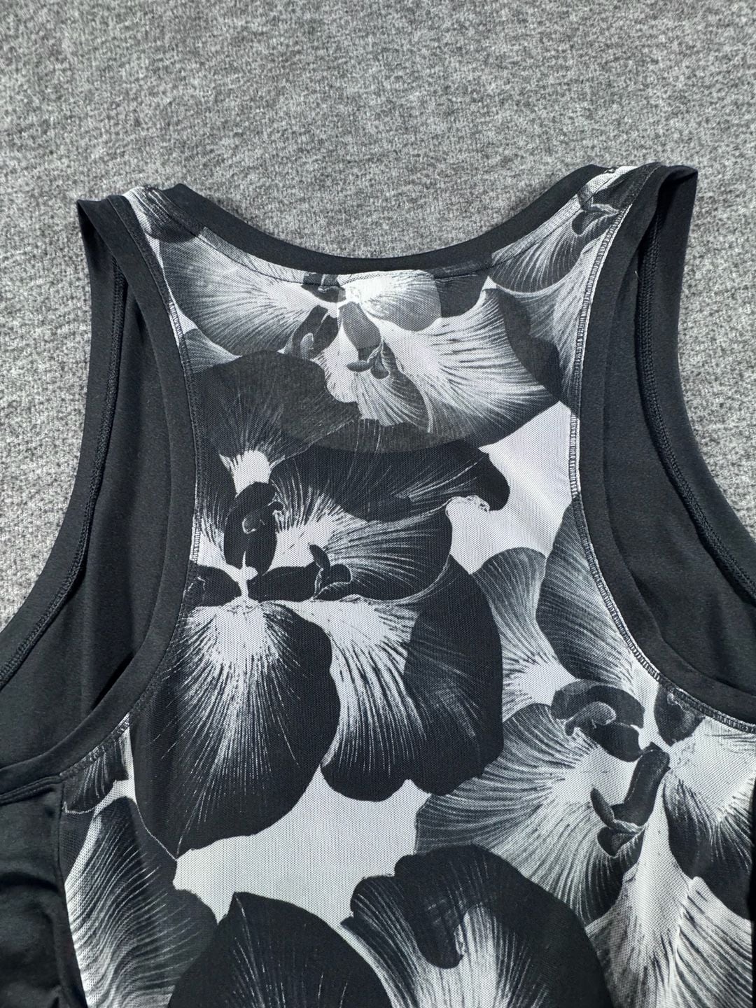 CALIA Limited Edition Women's Black High Neck Tank Top with Floral Mesh Back 10