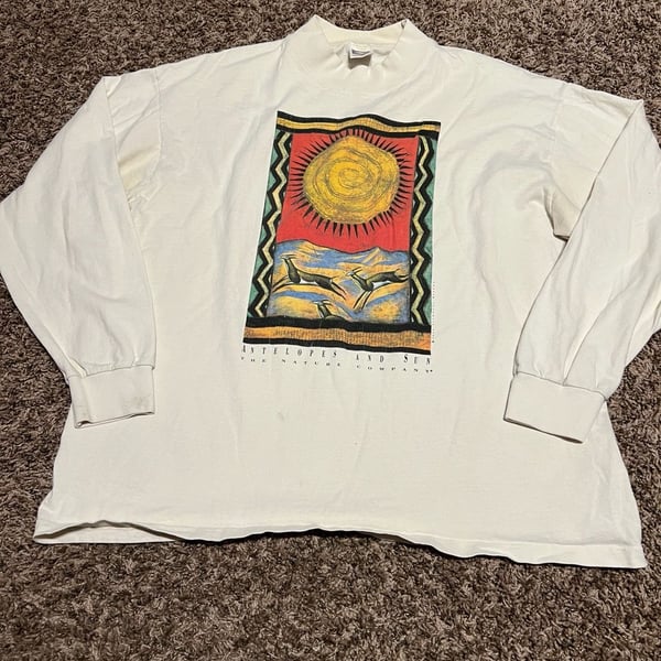 Vintage 90s The Nature Company Antelopes and Sun Long Sleeve Shirt XL