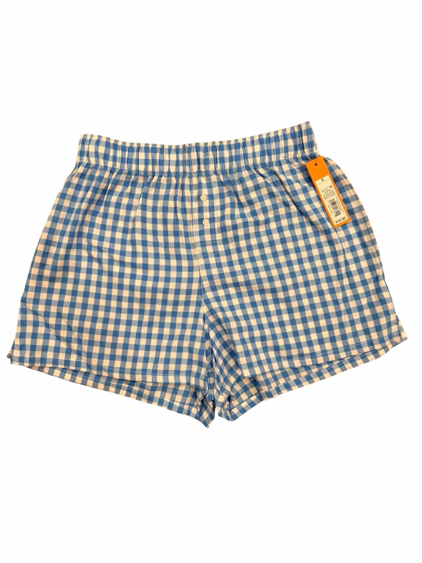 Colsie Women's Gingham Plaid Boxer Pajama Shorts in Blue 1