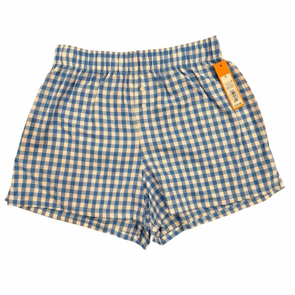 Colsie Women's Gingham Plaid Boxer Pajama Shorts in Blue