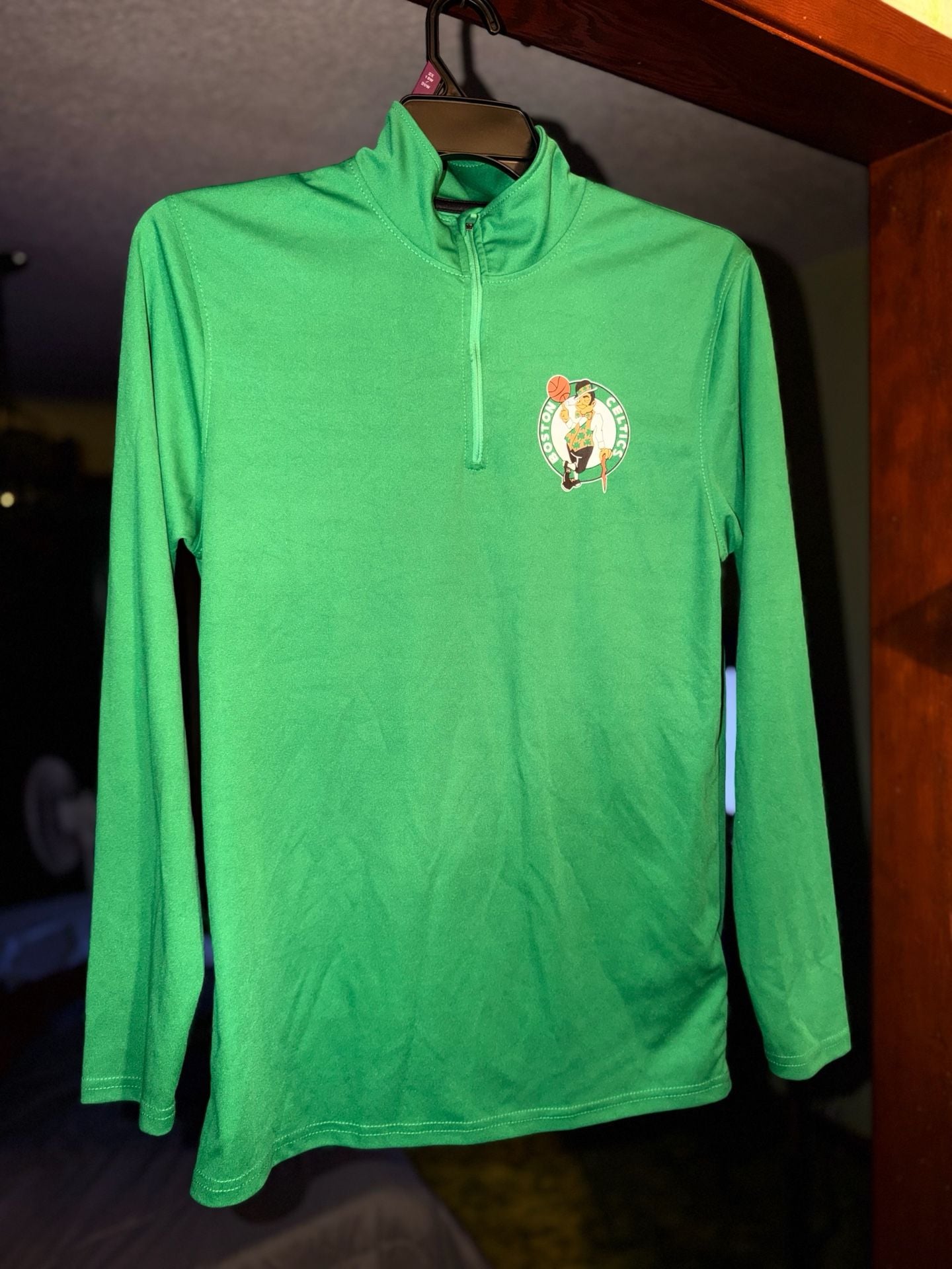 NBA Men's Boston Celtics Quarter Zip Long Sleeve Pullover Performance T-Shirt 2