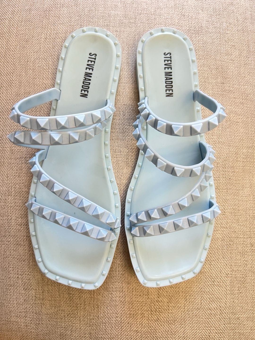 Steve Madden Skyler-J Studded Jelly Slide Sandals in Baby Blue 2