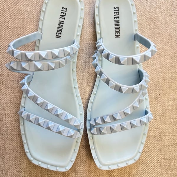 Steve Madden Skyler-J Studded Jelly Slide Sandals in Baby Blue