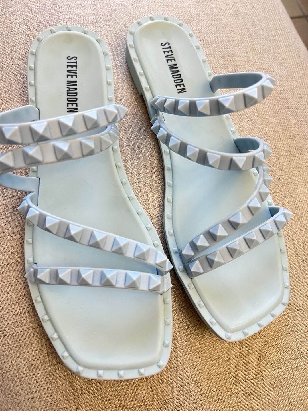 Steve Madden Skyler-J Studded Jelly Slide Sandals in Baby Blue 3