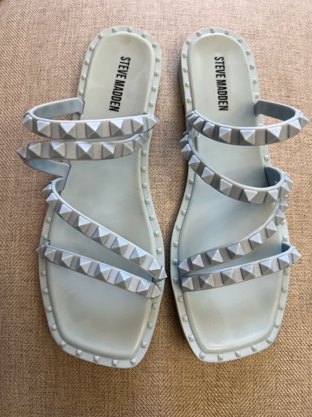 Steve Madden Skyler-J Studded Jelly Slide Sandals in Baby Blue 4