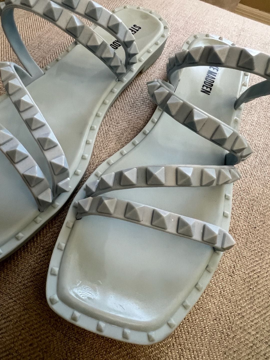 Steve Madden Skyler-J Studded Jelly Slide Sandals in Baby Blue 5