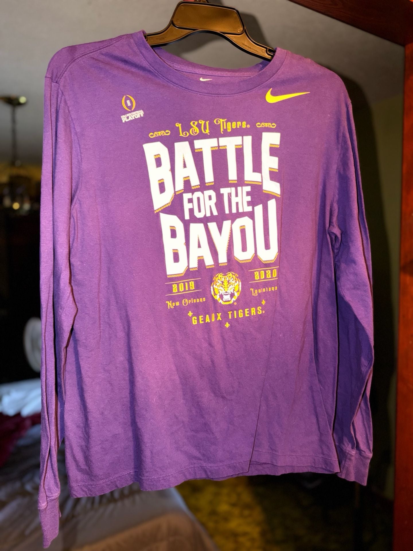 Nike LSU Tigers 2019 College Football Playoff Bound Battle For The Bayou Purple Long Sleeve T-Shirt 1