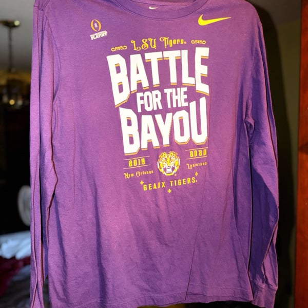 Nike LSU Tigers 2019 College Football Playoff Bound Battle For The Bayou Purple Long Sleeve T-Shirt