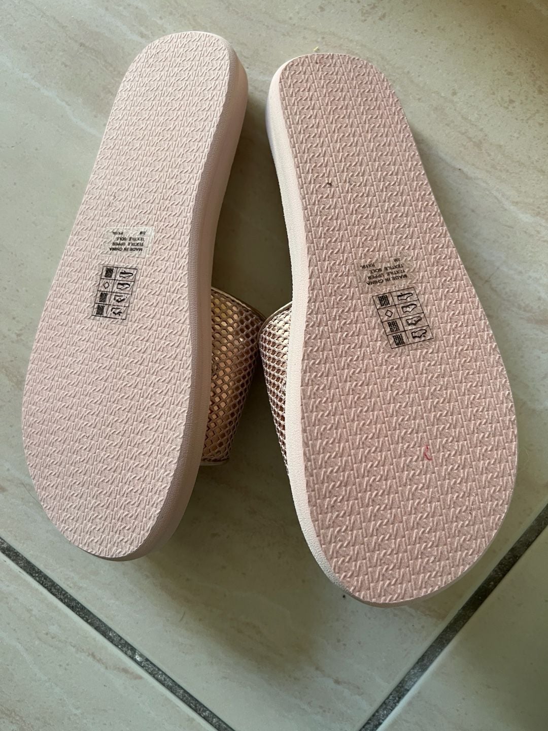 Michael Kors Palmer Mesh Rose Gold Velcro Slide Sandals 7
