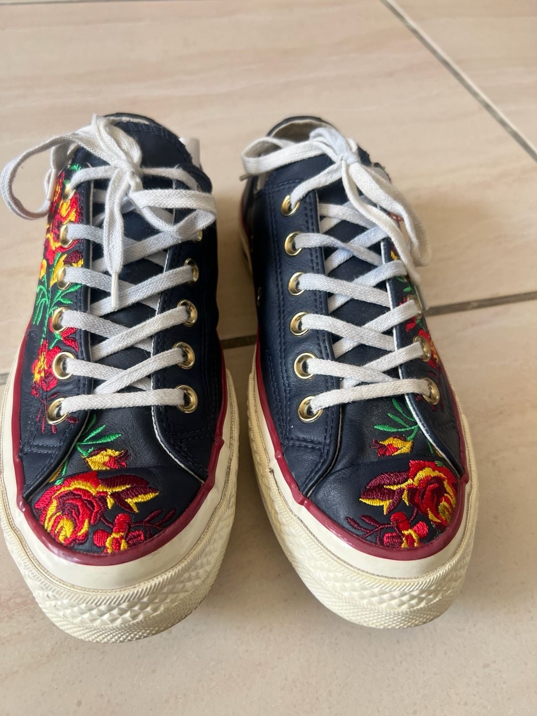 Converse Chuck 70 Low Parkway Floral Embroidered Obsidian Leather Sneakers 2