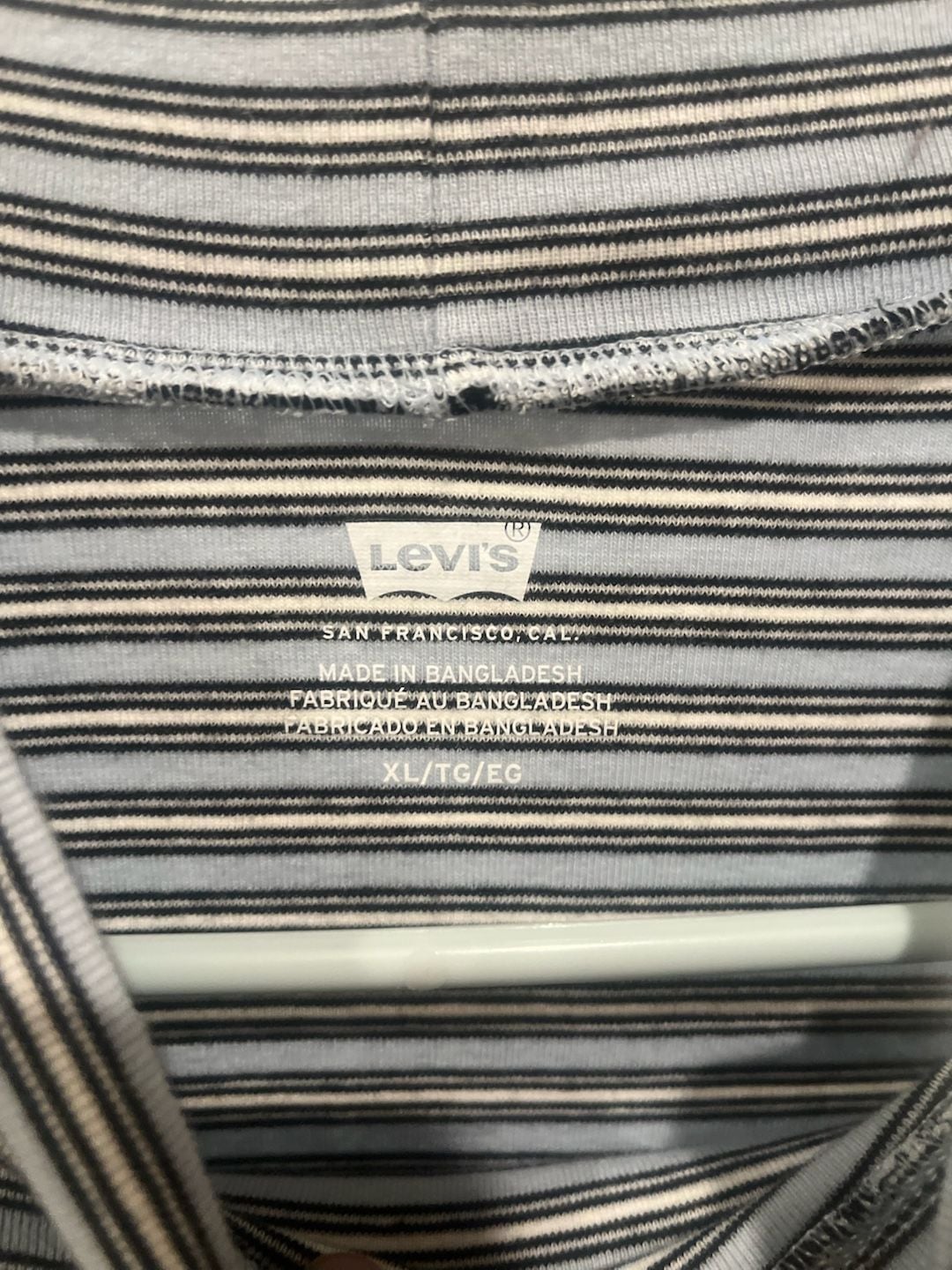 Levi's Women's Blue and Black Striped Dreamy Mock Neck Long Sleeve Top 3