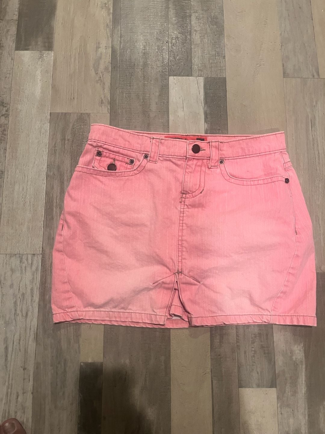Vintage Y2K Mossimo Mossissue Pink Denim Mini Skirt Size 5 2