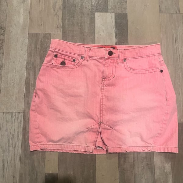 Vintage Y2K Mossimo Mossissue Pink Denim Mini Skirt Size 5