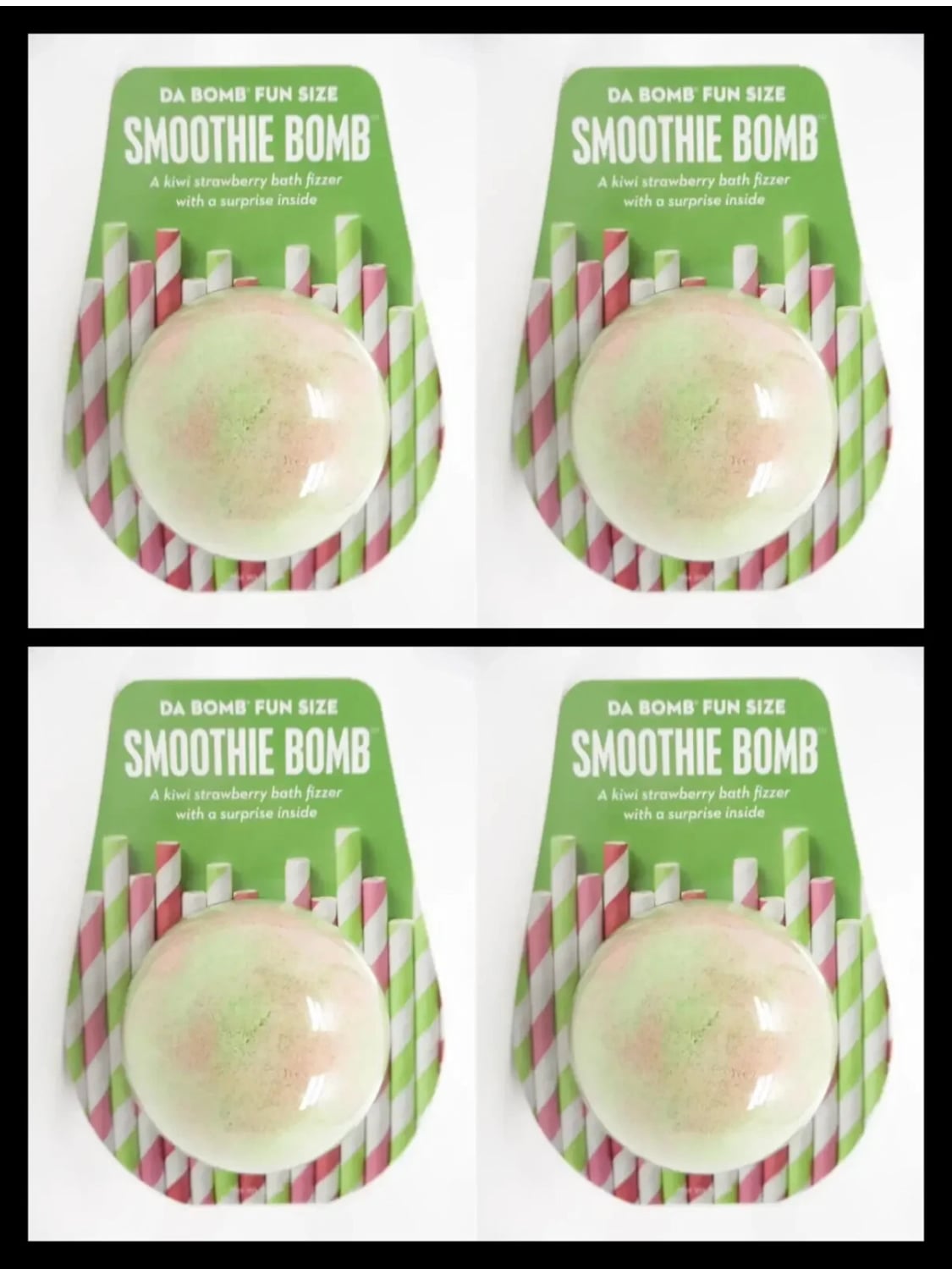 Lot of 4 Da Bomb Fun Size Smoothie Bomb Kiwi Strawberry Bath Fizzers 1