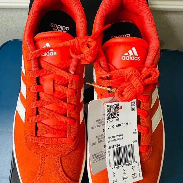 adidas VL Court 3.0 K Kids' Sneakers Bright Red Core White JH8724
