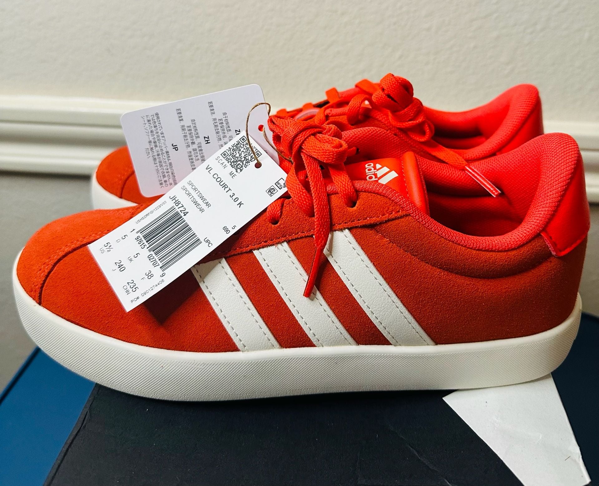 adidas VL Court 3.0 K Kids' Sneakers Bright Red Core White JH8724 4