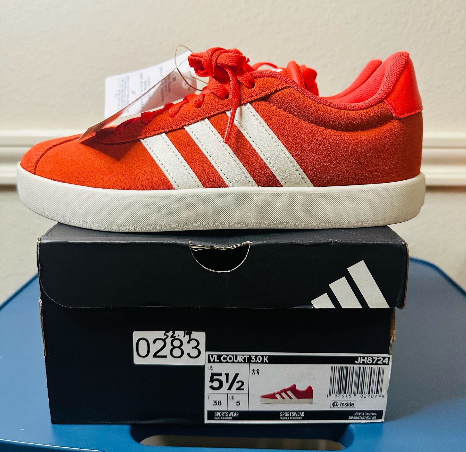 adidas VL Court 3.0 K Kids' Sneakers Bright Red Core White JH8724 6