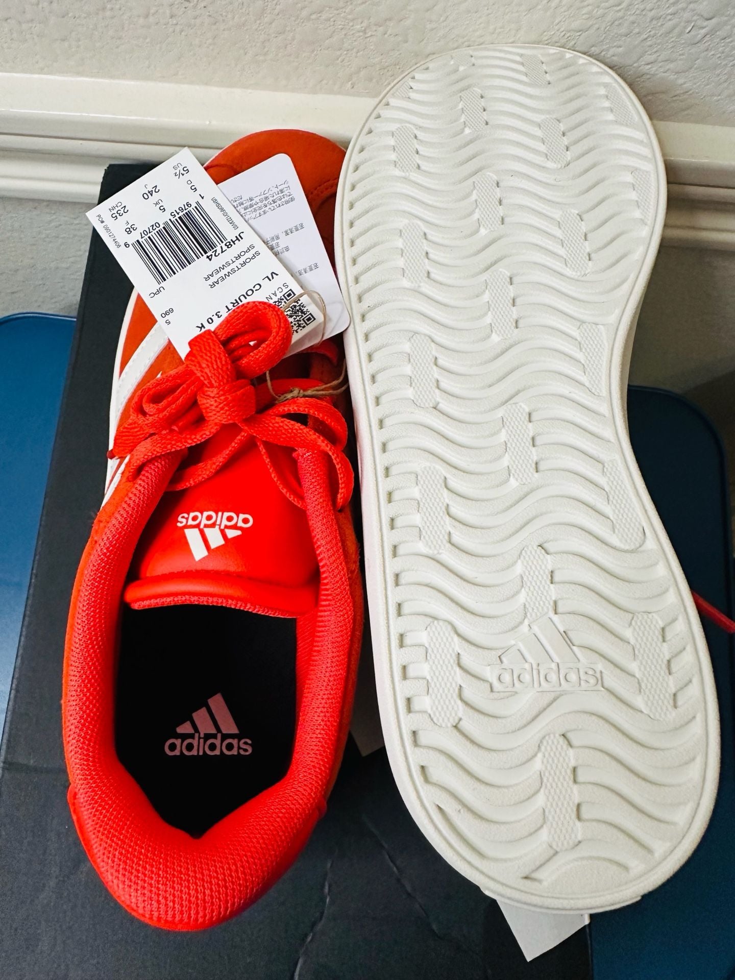 adidas VL Court 3.0 K Kids' Sneakers Bright Red Core White JH8724 8