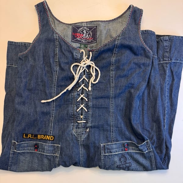 Vintage Lauren Jeans Co. Nautical Denim Lace-Up Flare Dress