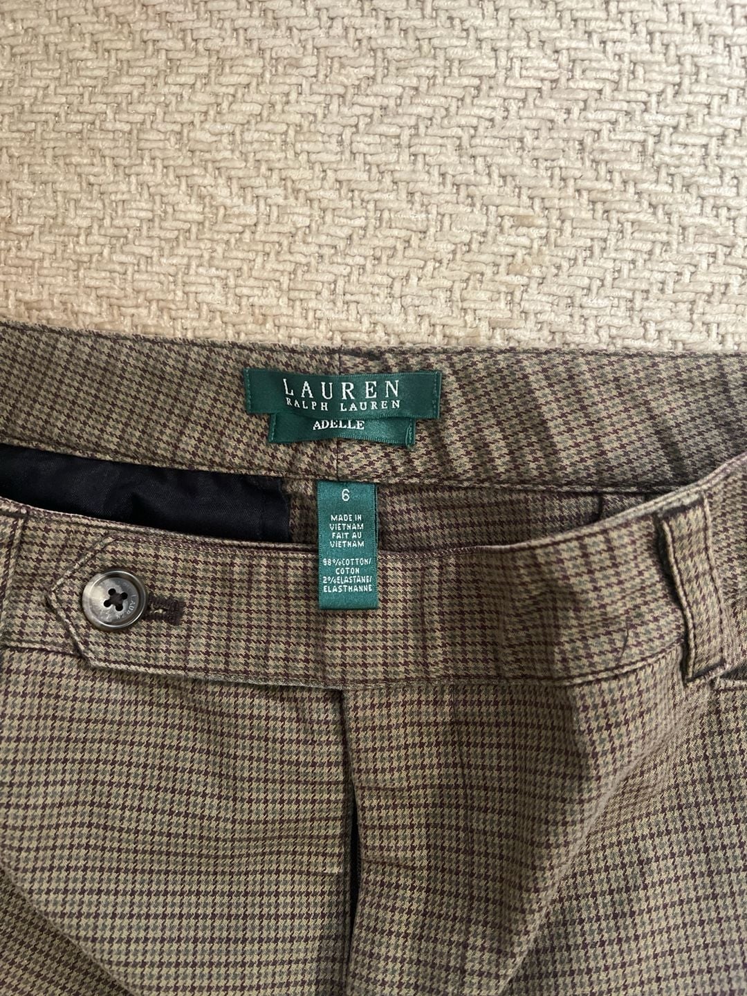 Lauren Ralph Lauren Adelle Houndstooth Plaid Flare Trouser Pants Size 6 3