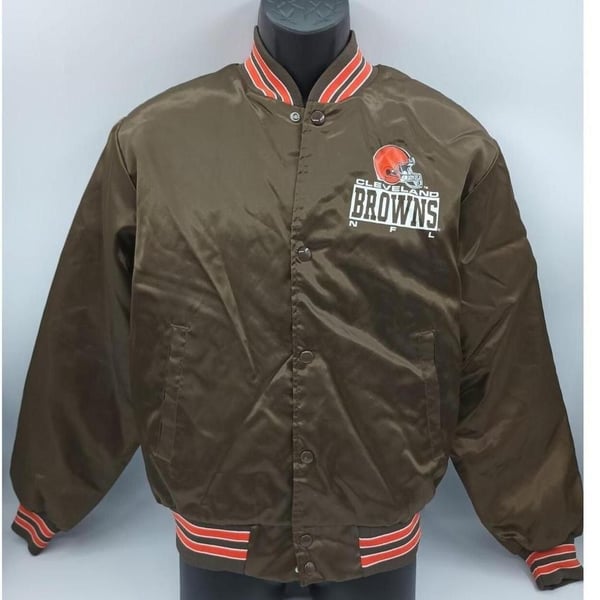 Vintage 90s Cleveland Browns Locker Line Satin Bomber Jacket Size M