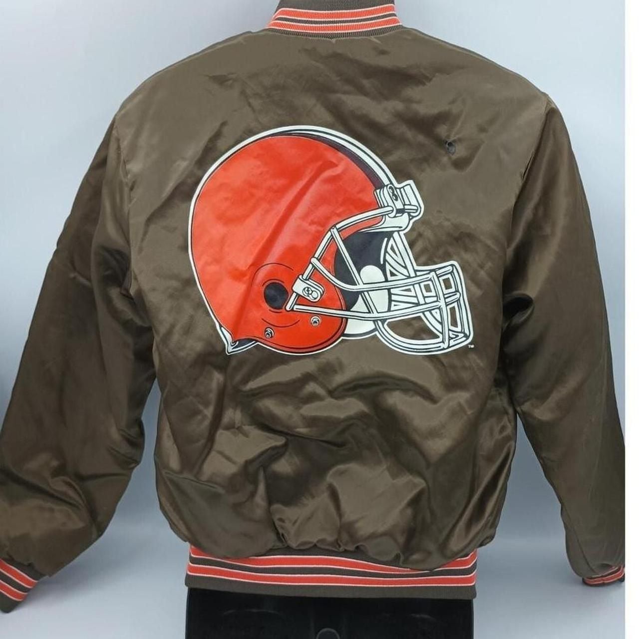 Vintage 90s Cleveland Browns Locker Line Satin Bomber Jacket Size M 3