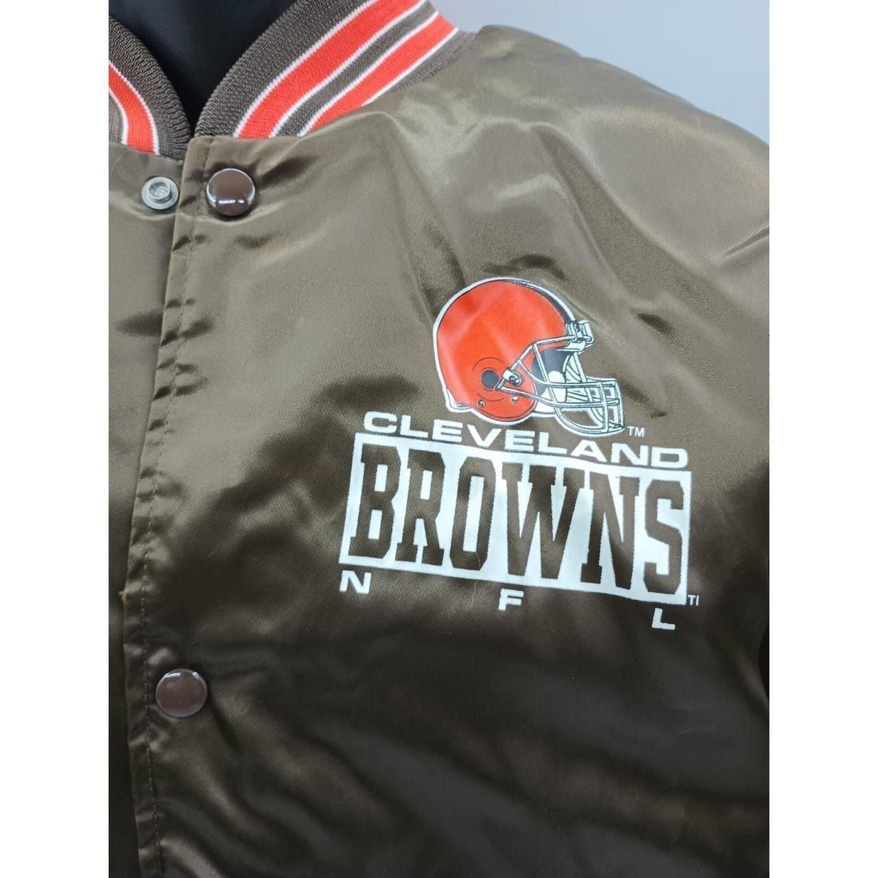 Vintage 90s Cleveland Browns Locker Line Satin Bomber Jacket Size M 4