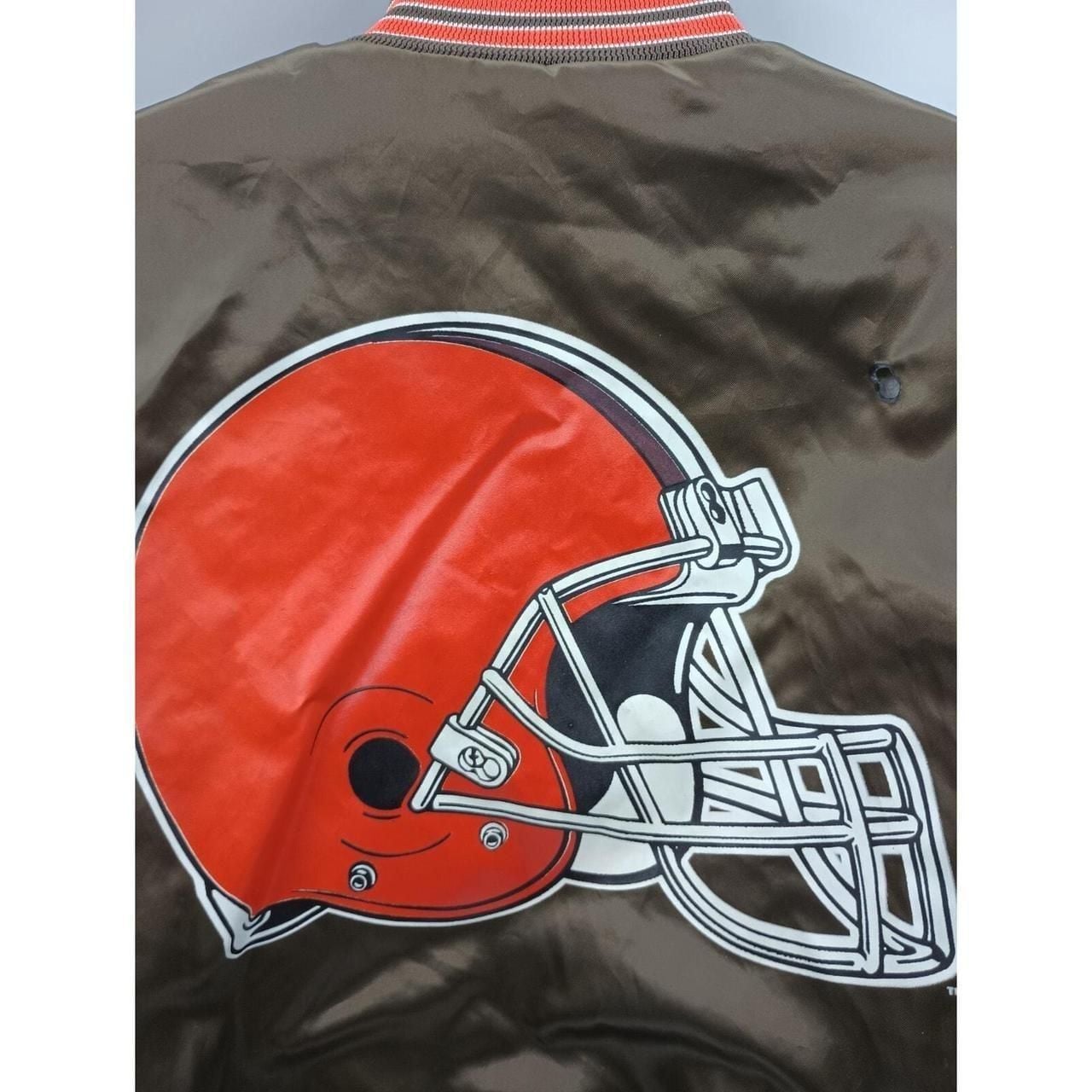 Vintage 90s Cleveland Browns Locker Line Satin Bomber Jacket Size M 6