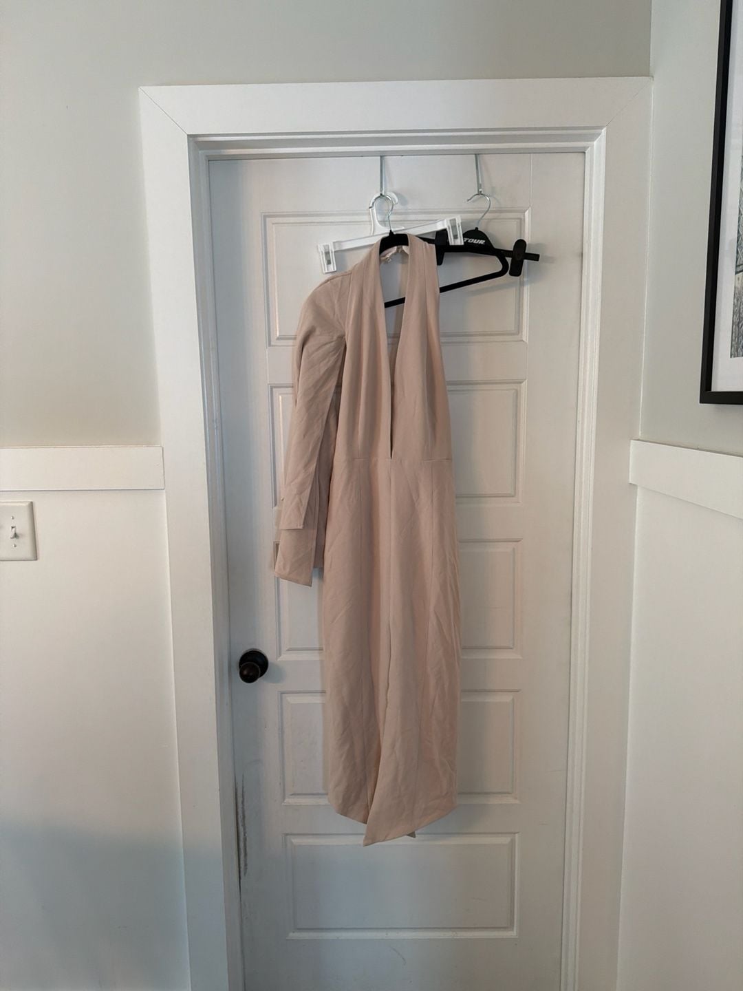 NWT MISHA COLLECTION Micah Dress - Nude Pink Halter Neck with Dramatic Bell Sleeve 2