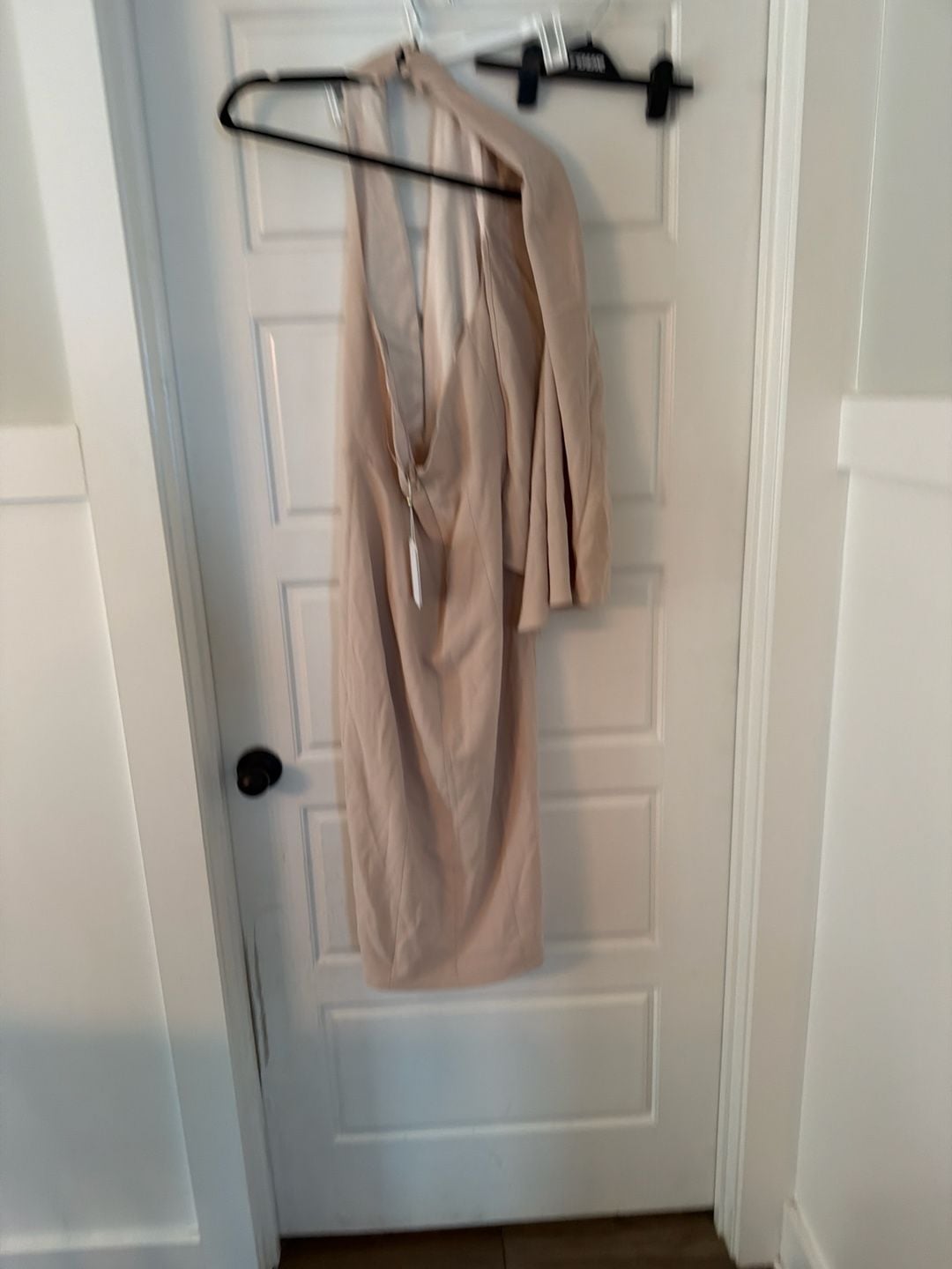 NWT MISHA COLLECTION Micah Dress - Nude Pink Halter Neck with Dramatic Bell Sleeve 5