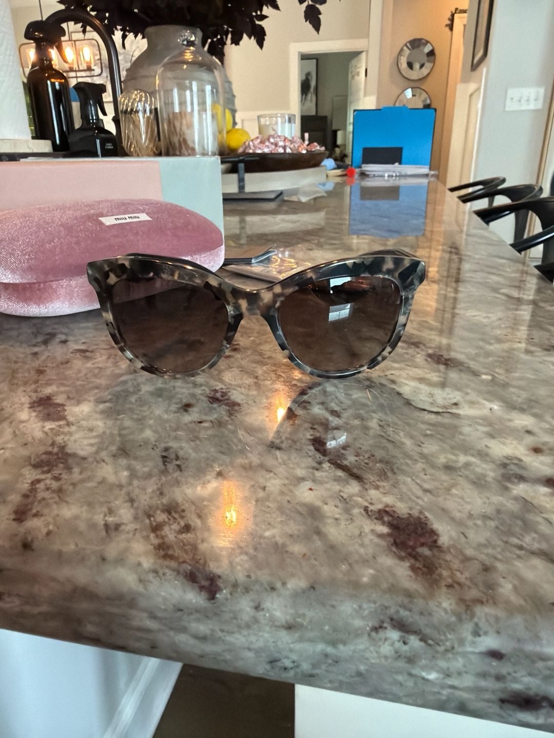 Miu Miu SMU 10P Noir Crystal Encrusted Tortoise Cat Eye Sunglasses 4