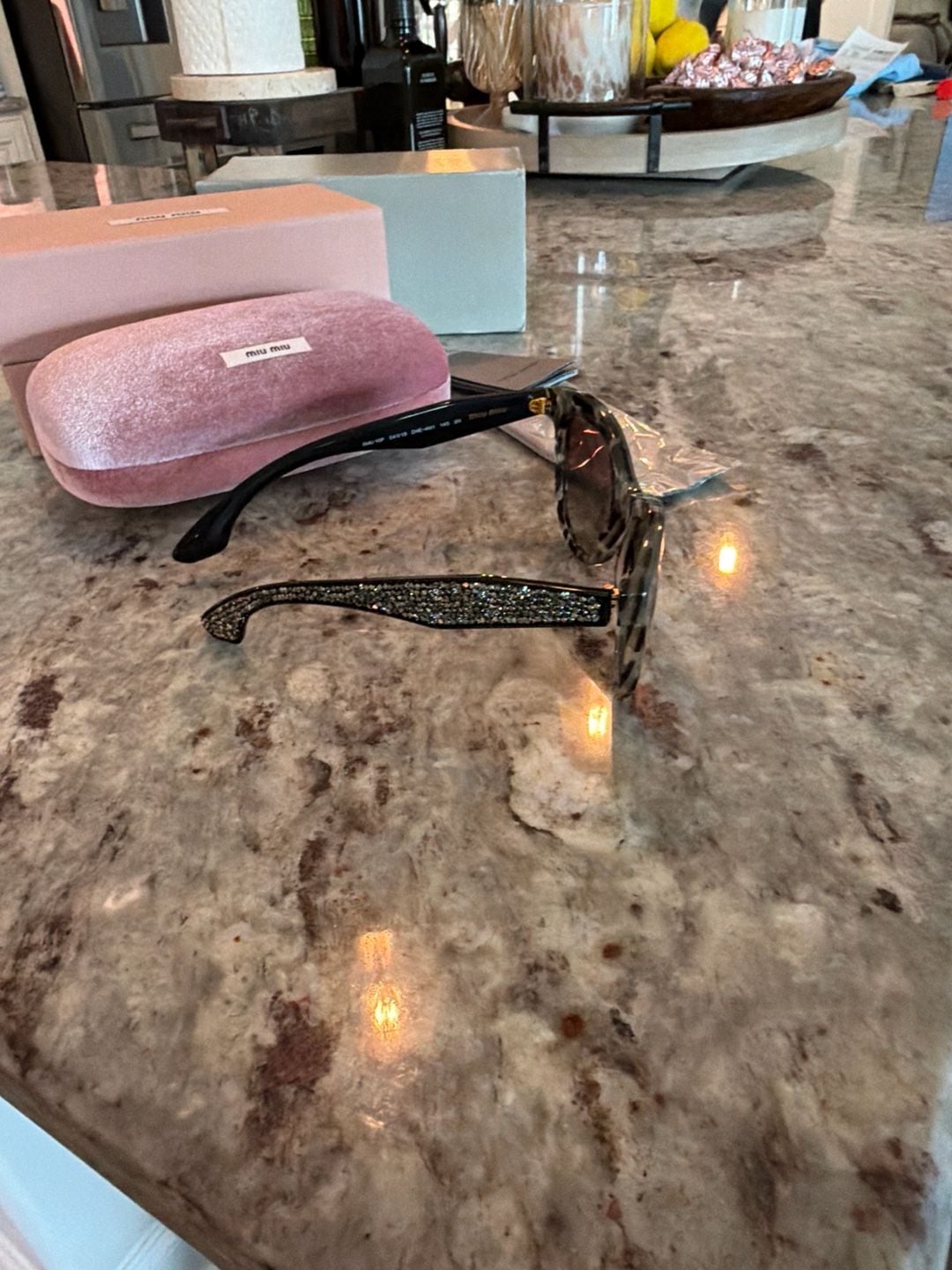 Miu Miu SMU 10P Noir Crystal Encrusted Tortoise Cat Eye Sunglasses 7