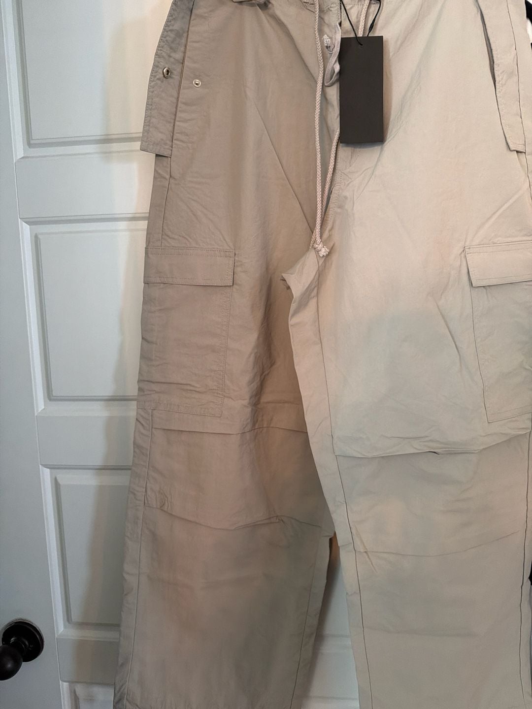 Local European Taupe Nylon Wide Leg Cargo Pants 3