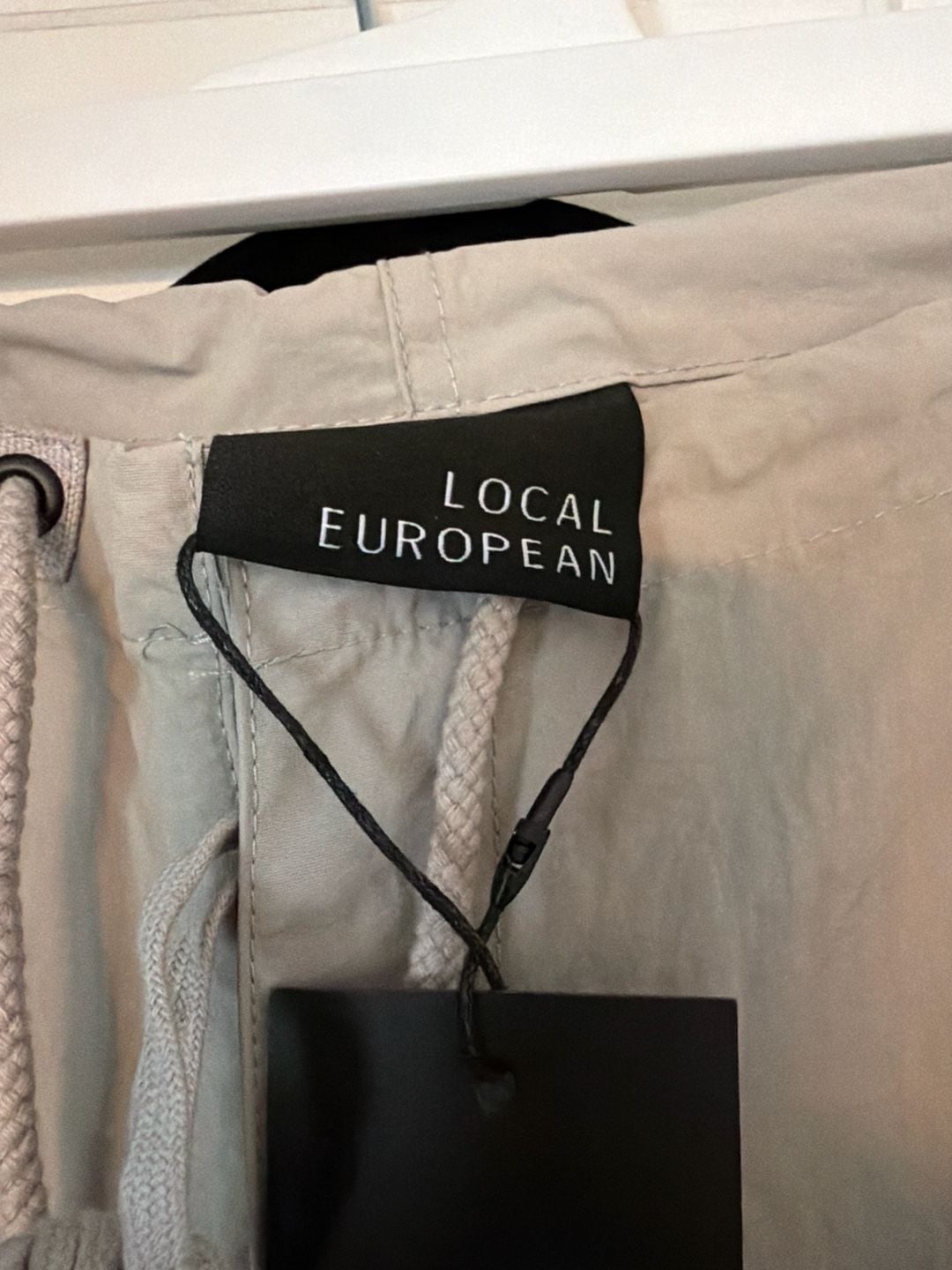 Local European Taupe Nylon Wide Leg Cargo Pants 5