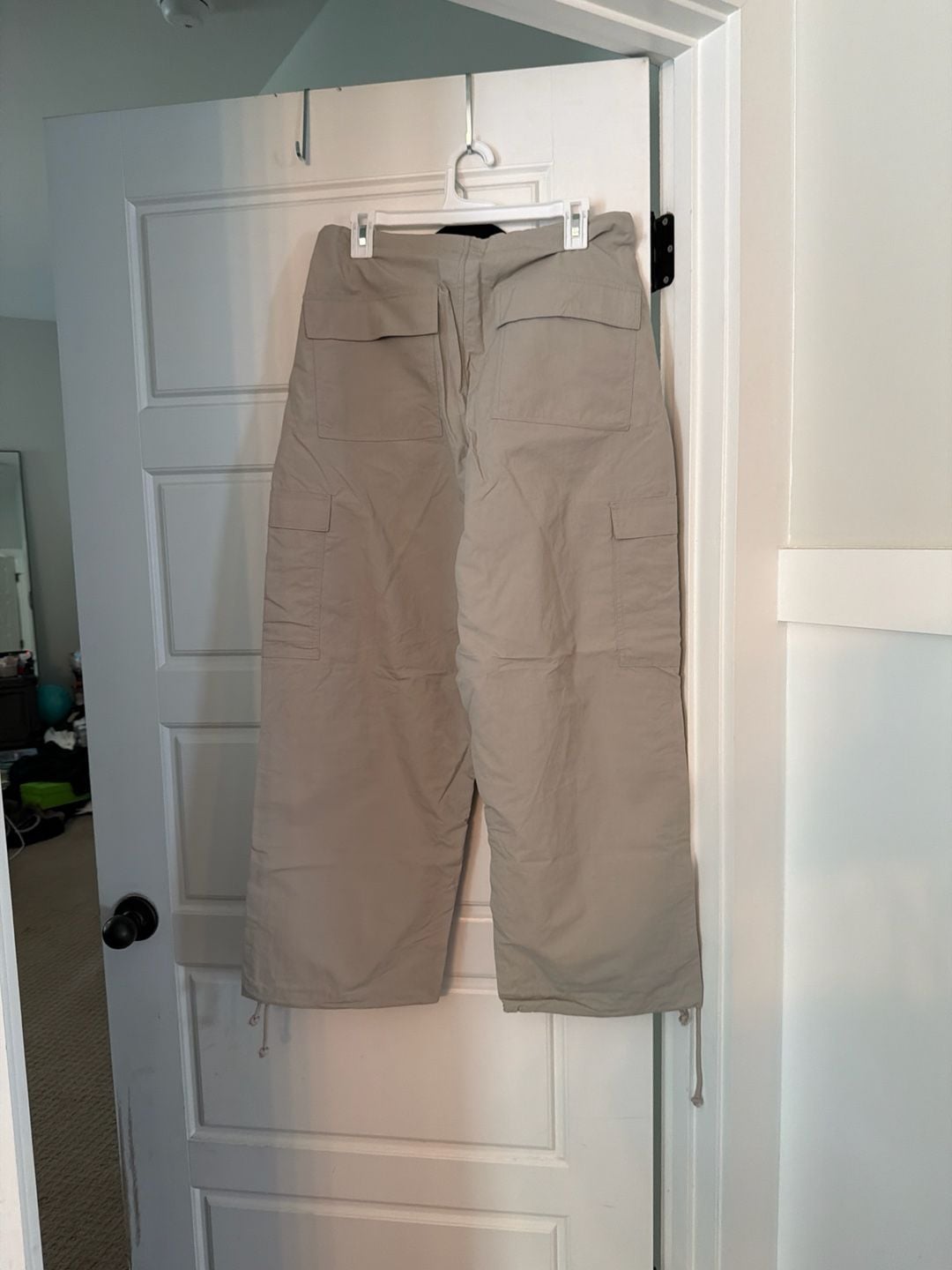 Local European Taupe Nylon Wide Leg Cargo Pants 6