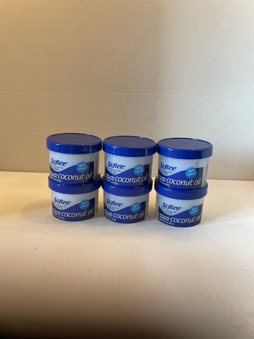 Lot of 6 Softee Pure Coconut Oil Formula Hair & Scalp Conditioner, 3 oz Each 1