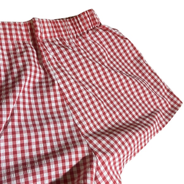 Girls Red Gingham Linen-Blend Boxer Short