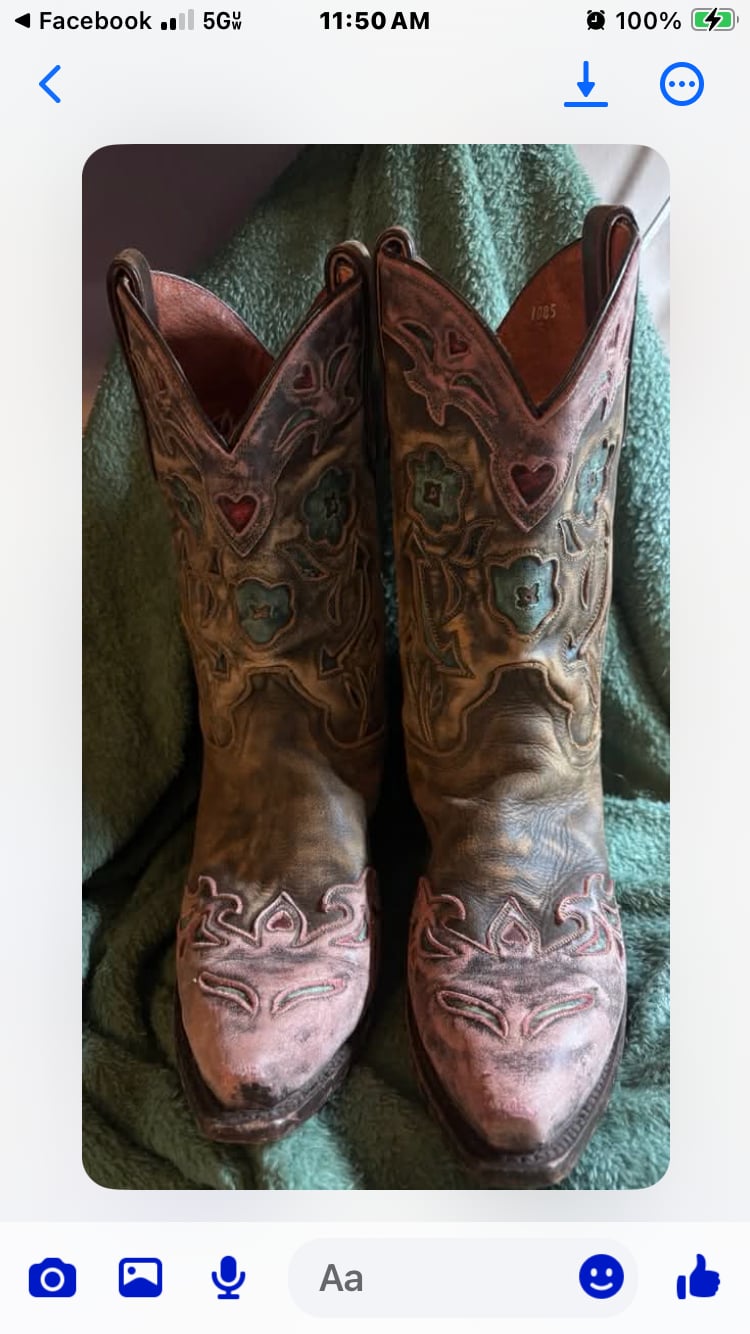 Dan Post Women's Vintage Bluebird Snip Toe Leather Cowboy Boots size 8.5 6