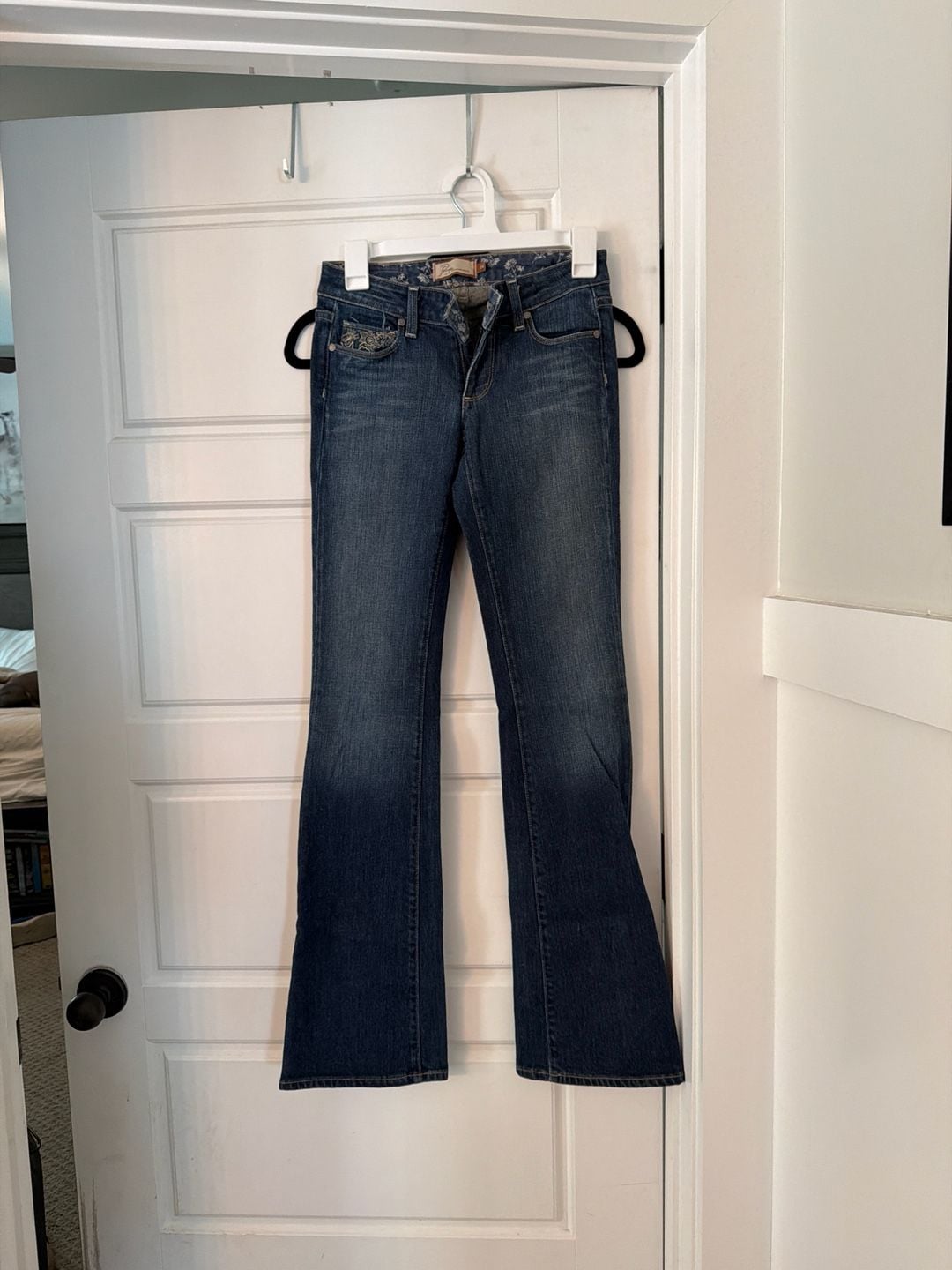Paige Premium Denim Hidden Hills Bootcut Jeans with Floral Embroidered Pockets Size 24 2