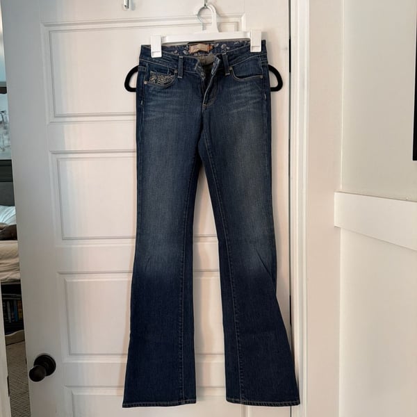 Paige Premium Denim Hidden Hills Bootcut Jeans with Floral Embroidered Pockets Size 24