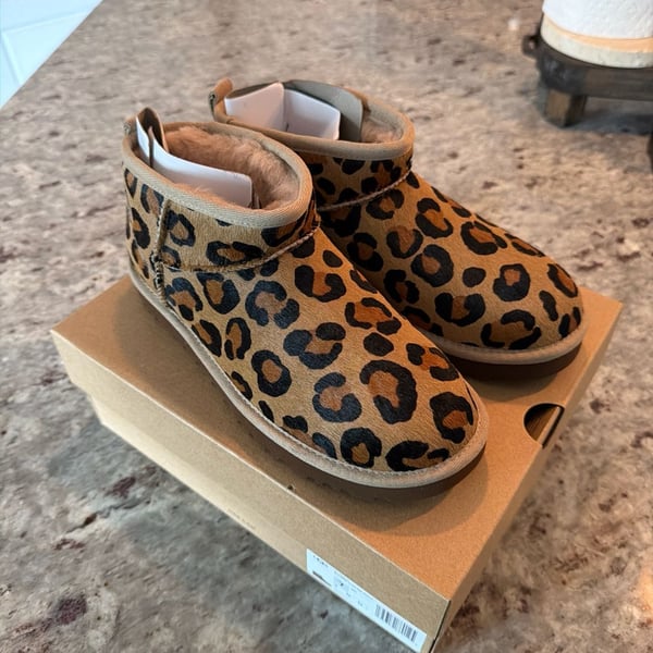 UGG Women's Classic Ultra Mini Spotty Natural Leopard Print Boots