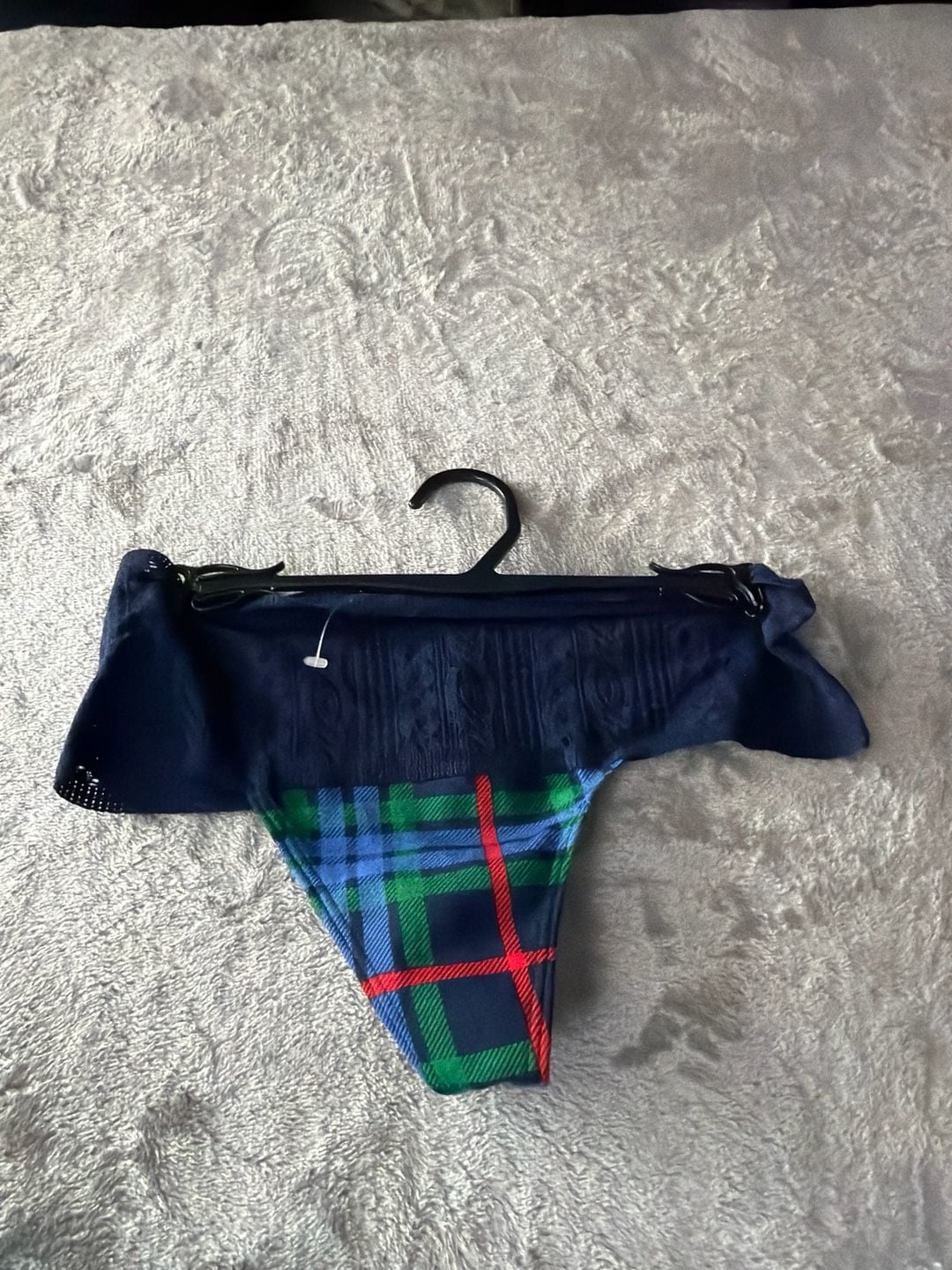 Aerie Plaid Cotton Cable Lace Thong Underwear Size Small 1