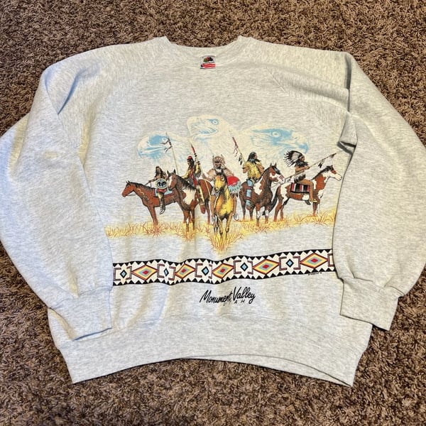 Vintage 1991 Habitat Monument Valley Utah Native American Eagle Graphic Sweatshirt